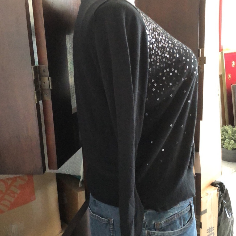 JONES NEW YORK LIGHTWEIGHT CARDIGAN SWEATER with cascading sequins NWOT sz XLP - Picture 5 of 6